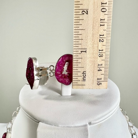 Pink Solar Quartz 925 Large Gemstone Necklace & Bracelet - Picture 6 of 8